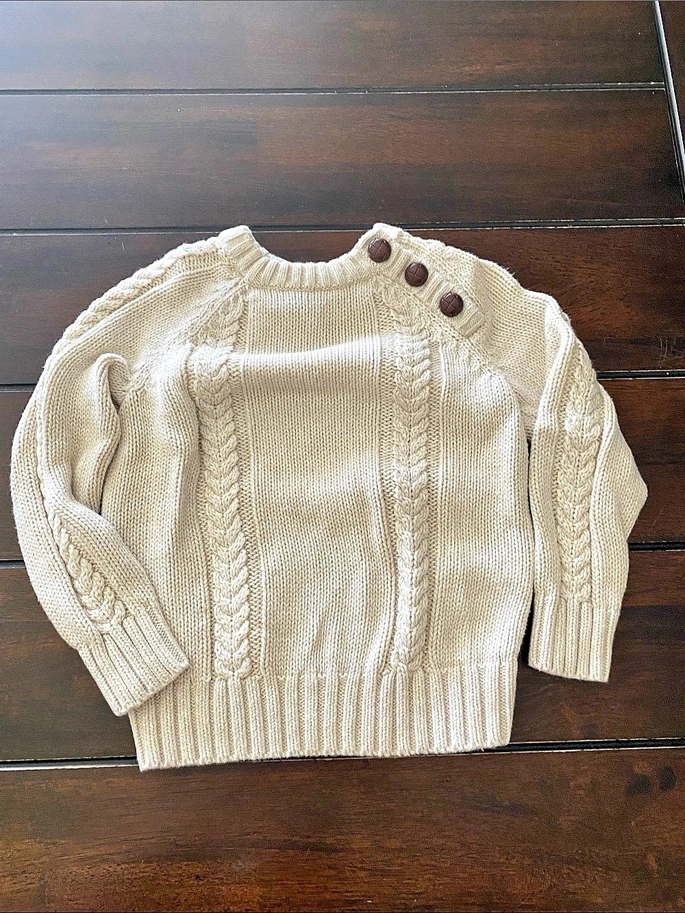 Old Navy Cable-Knit Button-Shoulder Sweater Cream Baby 3T Like New